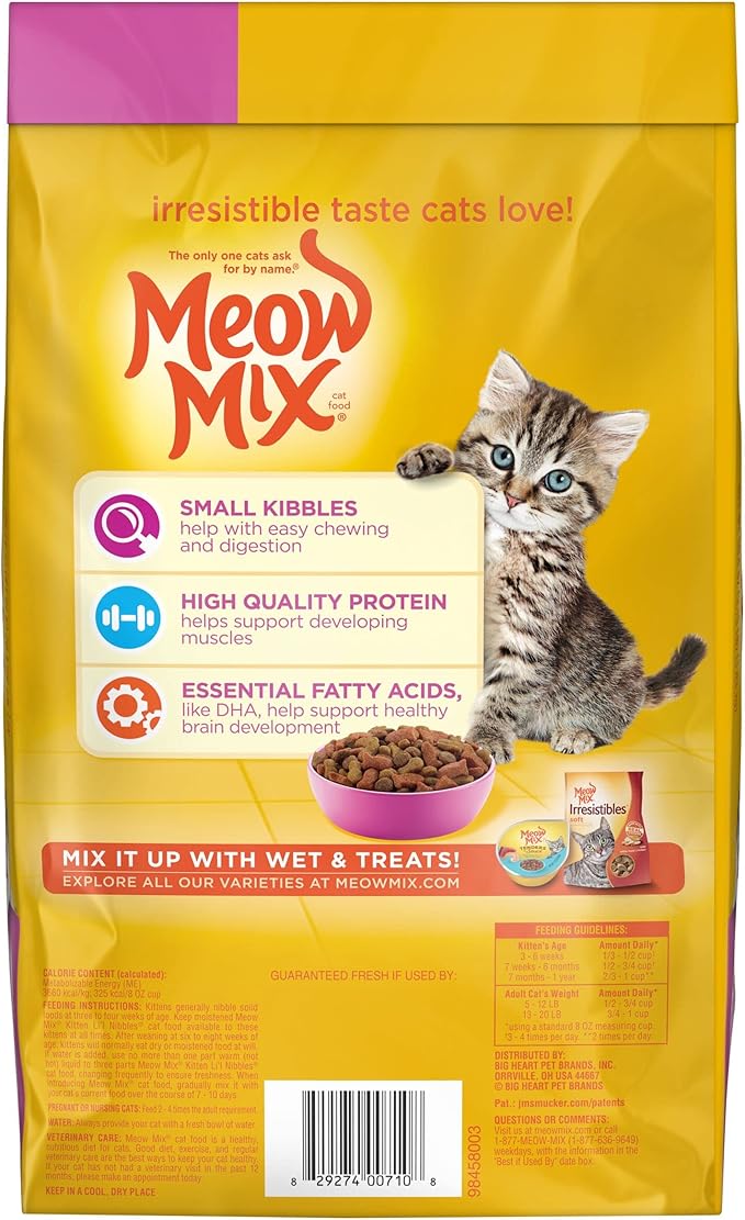 Meow Mix Kitten Li'L Nibbles Dry Cat Food, 3.15 Pound Bag (Pack of 4)