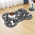 Dog Cat Food Mat,Rapid AbsorbentPet Feeding Mat, Bone Shaped Dog Placemat Water Bowl Mat with Rubber Backing,No Stains Dog Cat Food Mats Indoor, Pet Accessories Supplies 12""x18"" Black