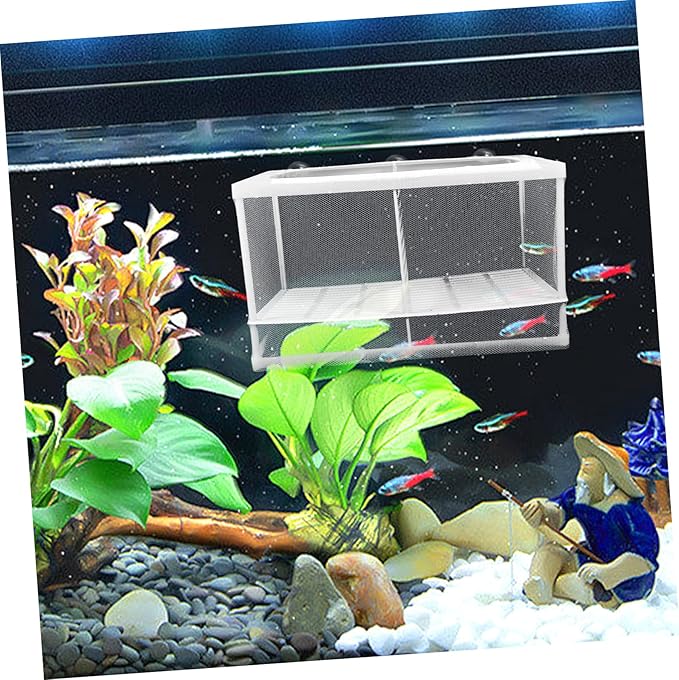 2Pcs Fish Tank Breeding Box with Suction Cup Aquarium Isolation Net and Partition Large Capacity Fish Hatchery Incubator for Separating Fish and Improving Survival Rate