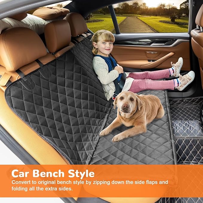 URPOWER Dog Seat Cover, 100% Waterproof Hammock 600D Heavy Duty Scratch Proof Nonslip Durable Soft Pet Back Seat Covers for Cars Trucks and SUVs