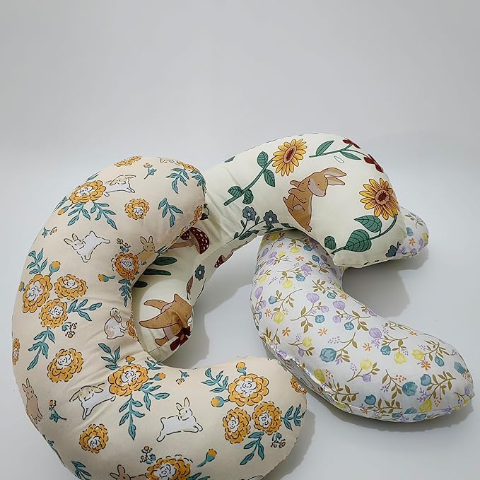 Pet Pillow Floral U-Shaped Pillow for Dogs, Soft Dog Neck Pillow, Small Animal Pillow for Cat Dog Raabits, Pet Neck Pillow for Upper Spine Calming Support (Yellow Flower Rabbit)