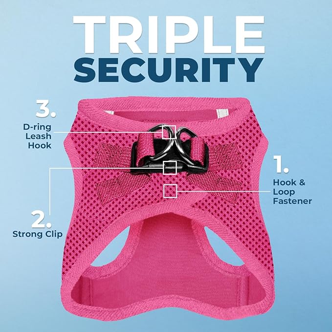 Best Pet Supplies Voyager Step-in Air Harness - All Weather Mesh, Reflective, No Pull Harness for Dogs, Cats - Secure with Hook & Loop Fastener, Buckle, Double D-Rings - Fuchsia, XXS