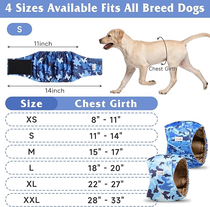 5 Pack Dog Diapers Male Reusable, Premium Belly Bands for Dogs, High Absorbing Male Dog Pee Wraps for Doggie in Incontinence or Excitable Urination Camouflage Pattern XL