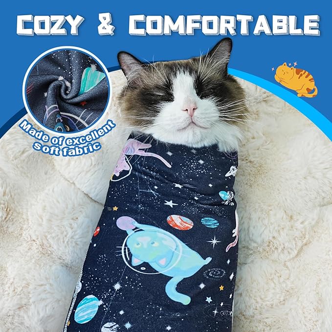 Supet Cat Grooming Wrap for Cutting Nails, 2026 Self-Adherent Cat Wrap, Anti-Escape Calming Cat Swaddle Wrap for Medicine, Nail Clipping, Teeth Brushing, Ear Cleaning