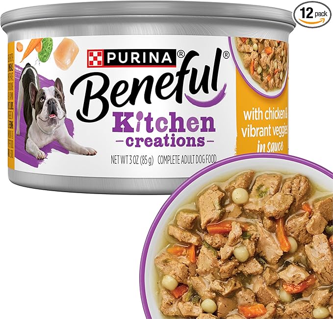 Purina Beneful Kitchen Creations With Chicken and Vibrant Veggies in Sauce Wet Dog Food - (Pack of 12) 3 oz. Cans