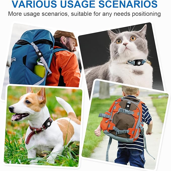 Smart Pet Tracker for Collar - Dog Trackers Pet Location Tracker with Holder, No Monthly Fee, Anti-Lost Tracking Device for Pets,Bag Straps, Compatible with Google Android Only(Not for iOS),Black