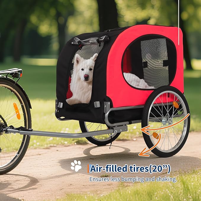 Dog Bike Trailer - Heavy-Duty 88 Lbs Capacity for Small to Large Dogs - Quick Release Wheels & Universal Coupler, Waterproof Oxford Cover