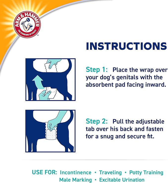 Arm & Hammer for Pets for Pets Female Dog Diapers, Size Small, Ultra-Absorbent, Adjustable Girl Dog Diapers with Leak-Proof Protection and Wetness Indicator (Pack of 6, 72 Count Total)