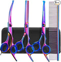 Gimars Dog Grooming Scissors Kit Professional 4CR with Safety Round Tip, 5 in 1 Heavy Duty Titanium Coated Thinning & Curved & Straight Shears