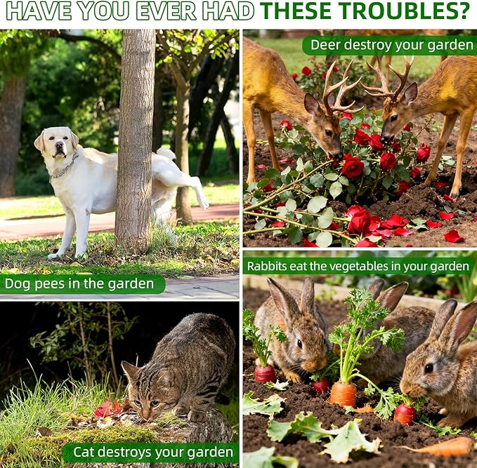 2026 Solar Ultrasonic Racoon Fortress Pro, Deer Cat Repellent Devices Animal Repeller Squirrel Rabbit Deterrent Outdoor with Motion Sensor to Scare Dog Skunk Out of Garden Yard(4Pack)