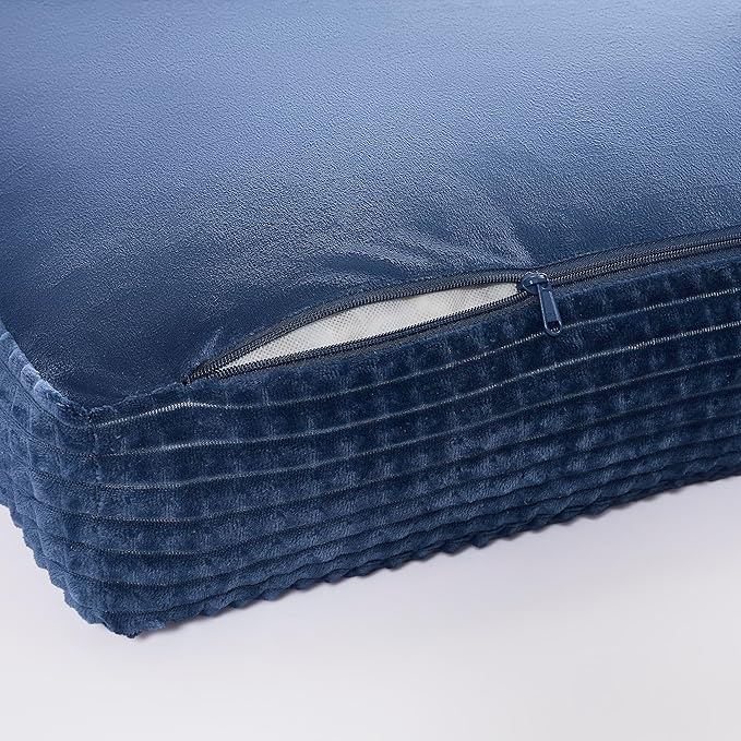 Modern Threads Ultra Plush Orthopedic Memory Foam Pillow Bed for Large Dogs with Supportive Filling and Stylish Textured Design, Blue, (48" L x 36" W x 6" Th)