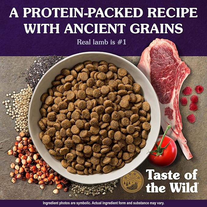 Taste of the Wild with Ancient Grains Ancient Mountain Canine Recipe with Roasted Lamb Dry Dog Food, Made with Protein from Real Lamb and Guaranteed Nutrients and Probiotics 5lb