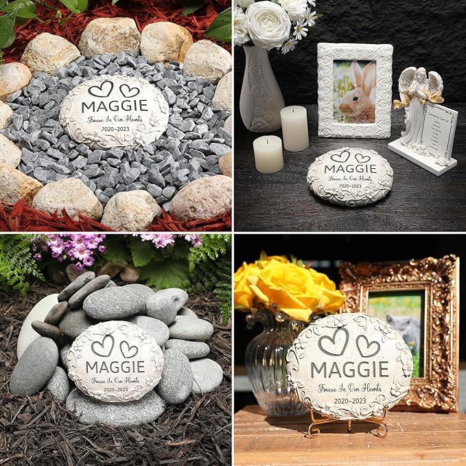 28 Personalized Rabbit Memorial Stone Designs – Outdoor Weatherproof Pet Memorial Stones for Headstones, Tombstones, Gravestones, and Grave Markers – Memorial Gifts for The Loss of a Rabbit