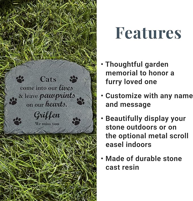 Let's Make Memories Personalized Pet Memorial Marker - Cat - Resin Sympathy Garden Stone