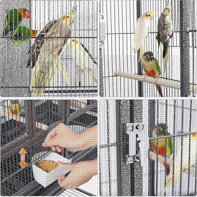 Yaheetech Stackable Divided Breeder Breeding Parakeet Bird Cage for Canaries Cockatiels Lovebirds Finches Budgies Small Parrots with Detachable Rolling Stand, Black