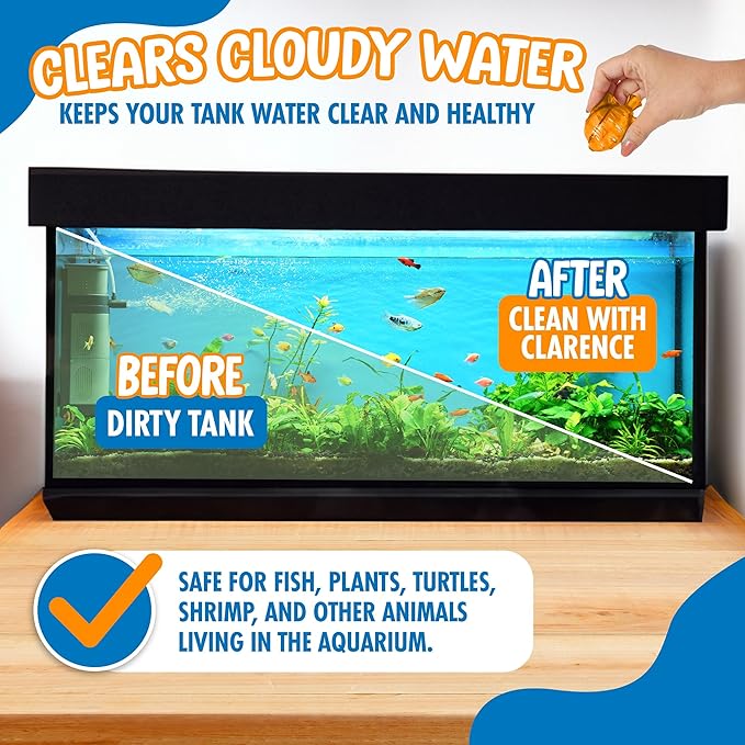Aquarium Water Clarifier | Clear Cloudy Fish Tank Water Treatment, Safe for Freshwater & Saltwater Fish and Plants - Orange, 6 Pack