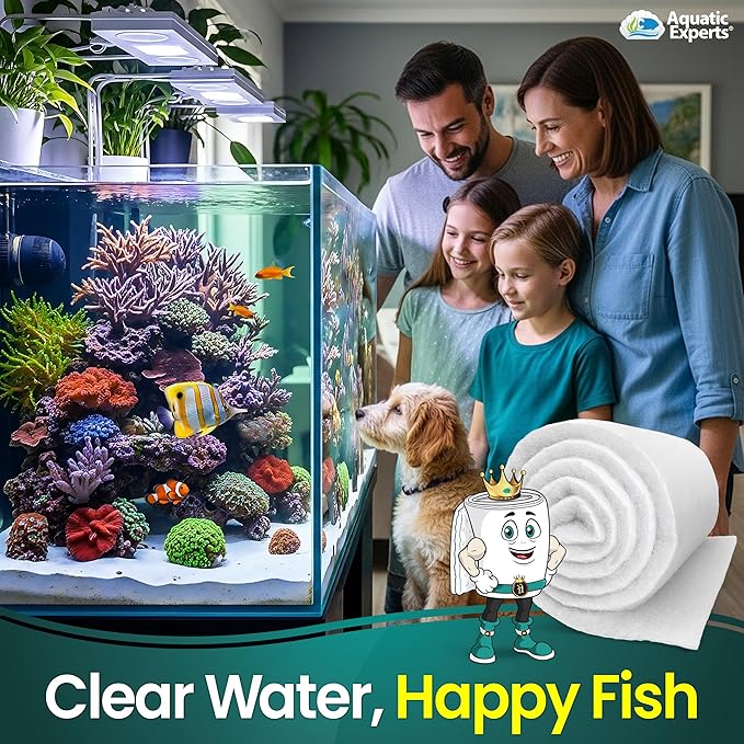 Aquatic Experts Aquarium Filter Floss for Fish Tank Filters - FilterFirst Aquarium Filter Pad - Media Roll for Crystal Clear Water, 3/4" - 1" Thick (18 Inch Wide, 24 Feet Long)