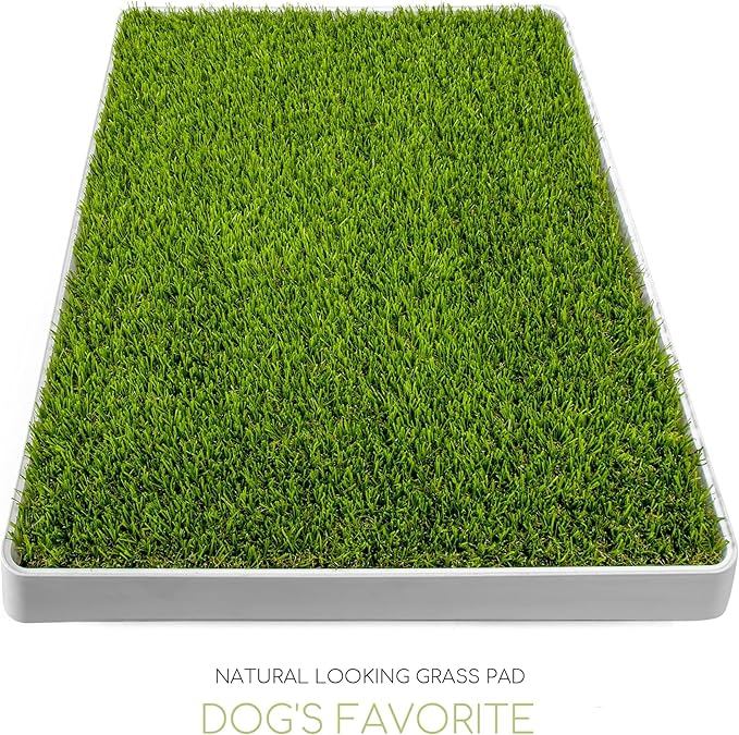 SunTurf Dog Grass Pad with Tray, Dog Litter Box, Porch Potty for Puppy Pee Training, Indoor Portable Fake Grass Pee Pad System, Artificial Grass + Pee Pad Holder