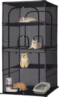 Catio Outdoor Cat Enclosure,4 Tiers Window Catio,Cat Enclosure Sturdy and Durable with Multiple Doors, Easy to Clean(36.2“L× 36.2”W ×72.4" H)