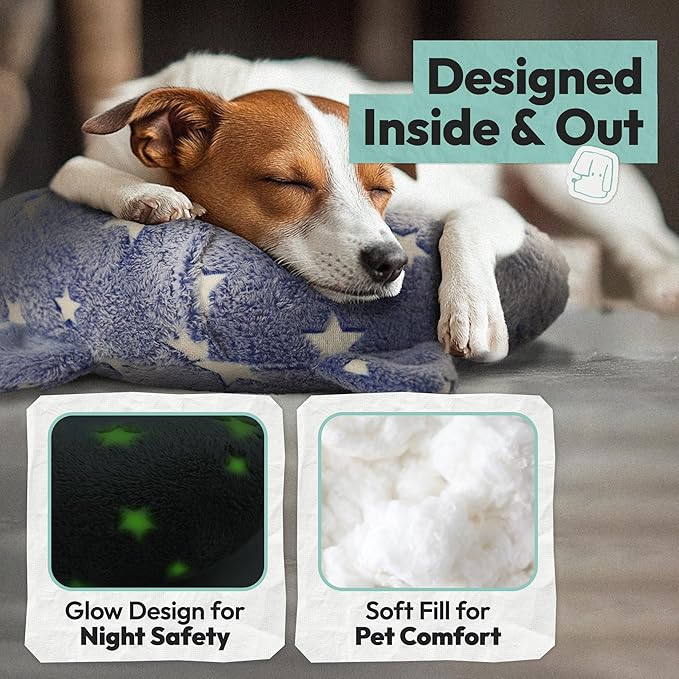 Dog Calming Pillow, Glow in The Dark Dog Put Head on, Soft Question Mark Pillows for Dogs, Kids, Adults, Washable Dog Bed Pillow, Cozy Dog Body Pillow (M Blue)