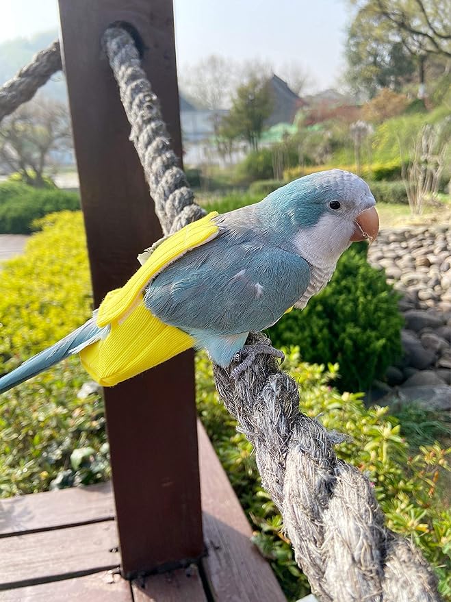 Parrot Bird Diapers, Birds Flight Suit, Parrot Clothes, Pet Animal Costumes, Bird Clothes, Cockatiel Bird Diaper, Pet Bird Diapers, Parrot Flight Suit, Bird Parrot Clothes (Yellow, 3XL)