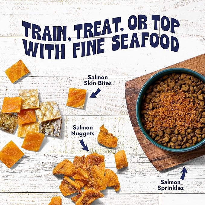 Finfare Freeze Dried Salmon Nuggets, Grain Free Salmon Cat Treats, High Protein & Omega-3s to Support Skin, Coat & Wellness, Crafted in USA, 1.3oz