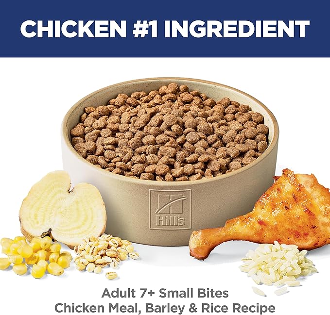 Hill's Science Diet Adult 7+, Senior Adult 7+ Premium Nutrition, Small Kibble, Dry Dog Food, Chicken, Brown Rice, & Barley, 33 lb Bag
