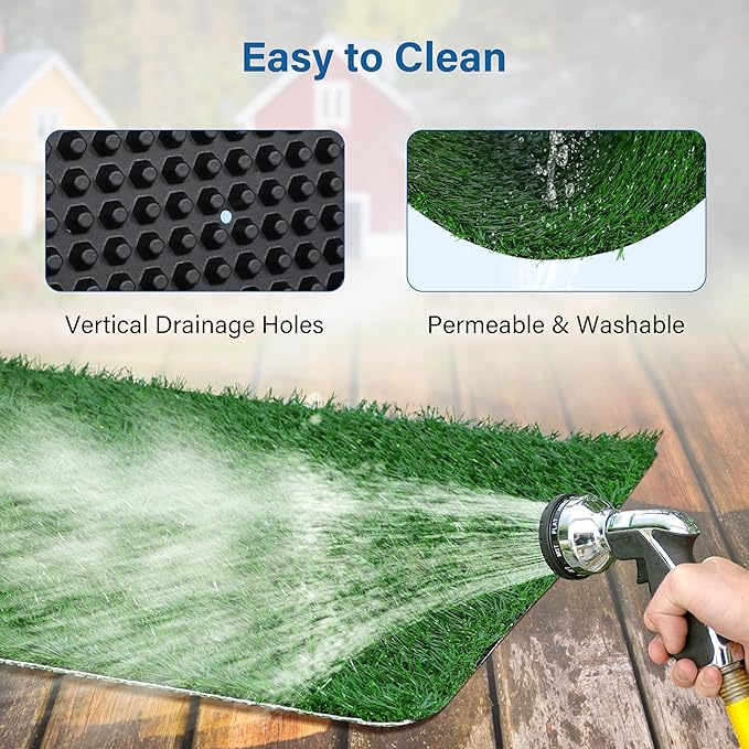 Dog Litter Box with Grass – 16 x 20 inch,Strong Absorbency Grass Pad with Tray, Dog Potty Training Pad (16“x20”)