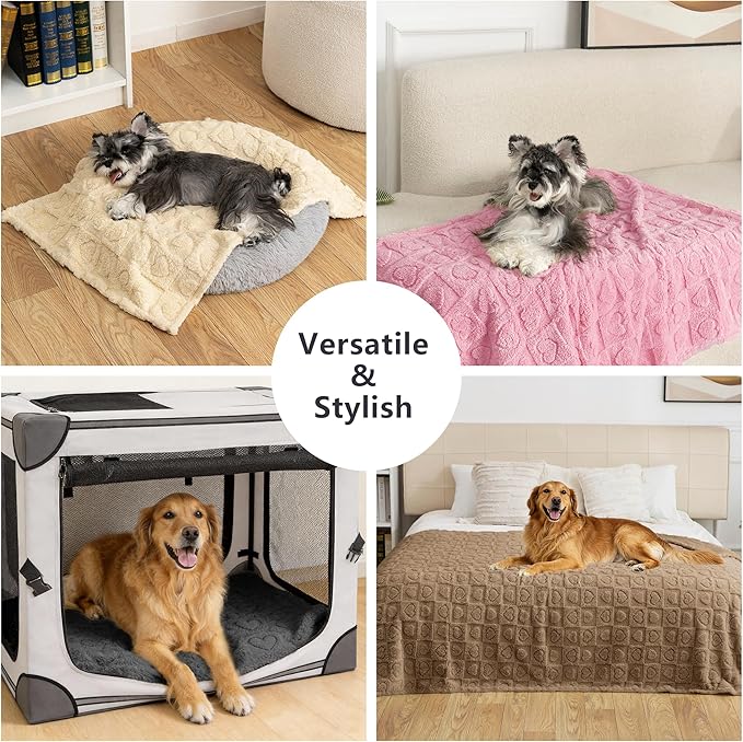 gogobunny Calming Plush Dog Cat Blanket 300GSM Coral Fleece, Ultra-Soft Machine Washable Pet Bedding for Small Medium Dogs Cats Puppies Kittens (Silver, 30x40)