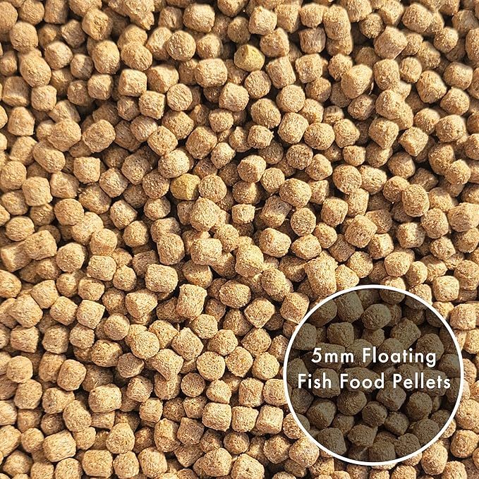 HALF OFF PONDS Show & Grow Koi Fish Food - 20 lb Floating Pellets, 5mm Size - Goldfish Food for Ponds - 35% Protein with Beta Carotene & Vitamins - Enhances Color Vibrancy & Body Definition