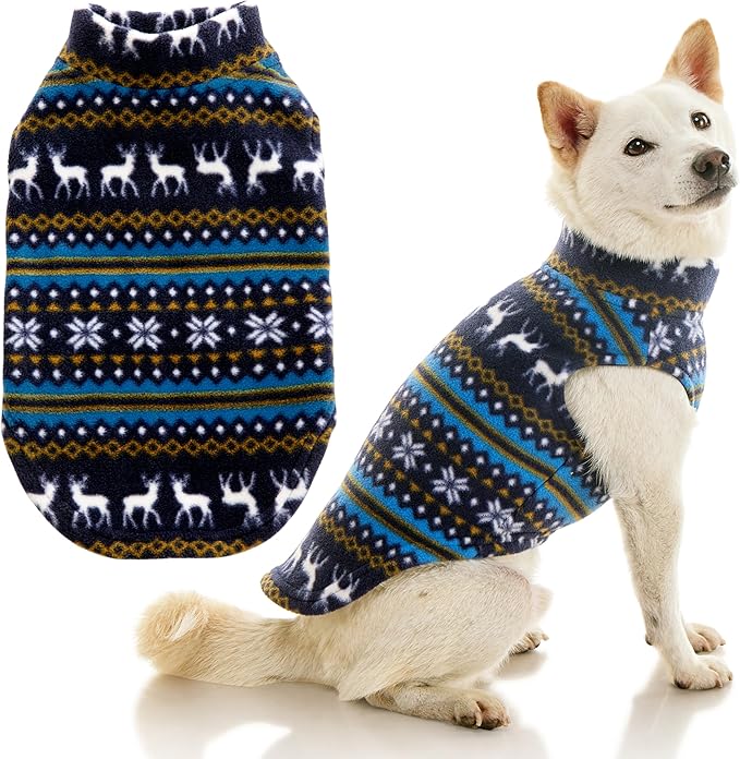 Gooby - Stretch Fleece Vest, Pullover Fleece Vest Jacket Sweater for Dogs, Reindeer Blue, Small