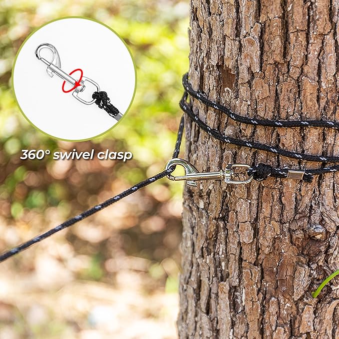 Reflective Cat Leash, 30ft Escape Proof Walking Lead Yard Long Leash, Extender Leash Training Playing Outdoor for Cats Puppy Kitten Small Dogs Rabbit Small Animals