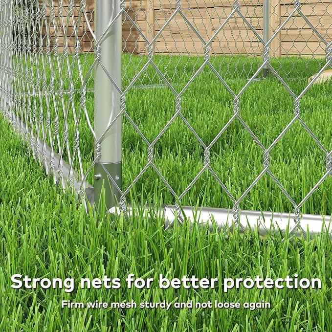12.5x12.5 FT Large Outdoor Dog Kennel Outside with Heavy-Duty Steel Frame, Waterproof UV-Resistant Cover, Secure Lock, and Hexagonal Wire Fence