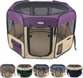 EliteField 2-Door Soft Pet Playpen (2 Year Warranty), Exercise Pen, Multiple Sizes and Colors Available for Dogs, Cats and Other Pets (52" x 52" x 32"H, Purple+Beige)