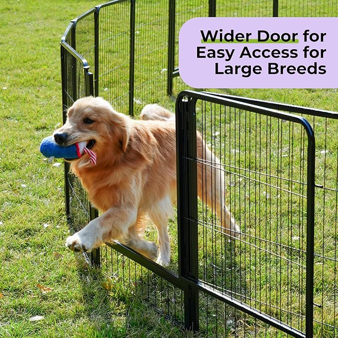 SunsGrove Dog Playpen Outdoor, Heavy Duty 45 Inch 8 Panels Dog Playpen for Large Dogs, Free and Safe Play Dog Fence Indoor, Black