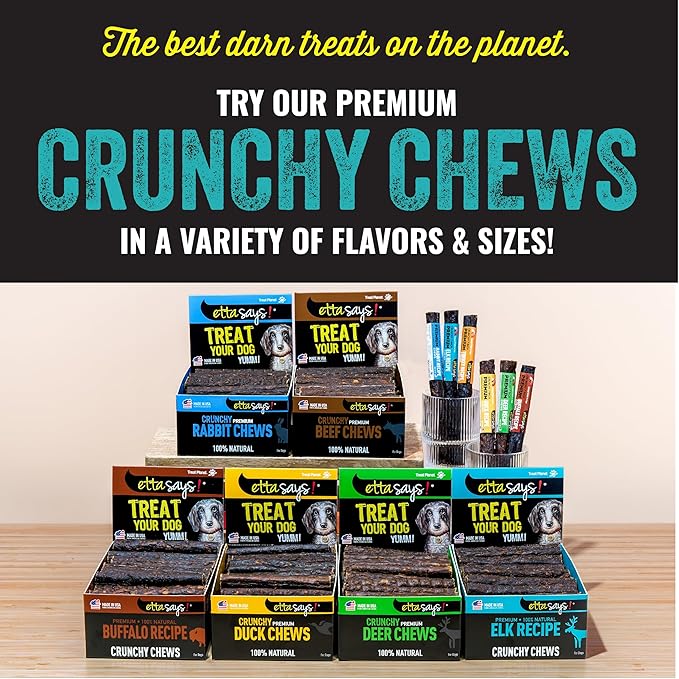 etta says! Premium Crunchy 7" Elk Dog Chews - Grain-Free Dog Treats, Good for Teeth, Easy to Digest - Made in The USA (20 Count Pack of 1)
