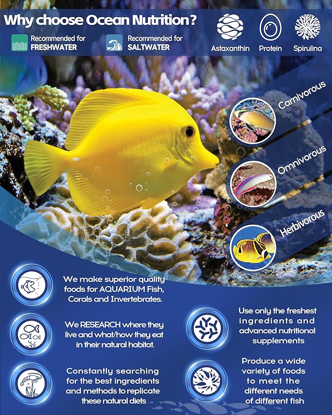 Ocean Nutrition Fish Food - Tropical Fish Food, Soft Moist Sinking Pellets, High Protein(41%) Guppy Food, Fish Food Flakes Alternative, 1.1 lbs (500 g), XL Pellet