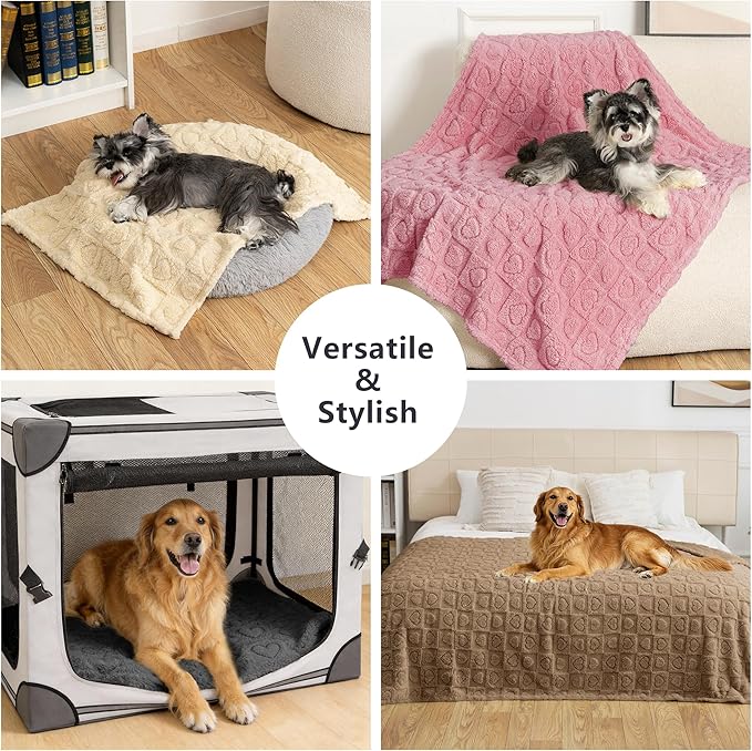gogobunny Calming Plush Dog Cat Blanket 300GSM Coral Fleece, Ultra-Soft Machine Washable Pet Bedding for Small Medium Dogs Cats Puppies Kittens (Pink, 30x40)