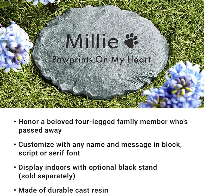 Let's Make Memories Personalized Dog or Cat Memorial Garden Stone - Forever Remembered - Serif Font