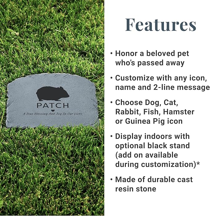 Let's Make Memories Personalized Memorial Garden Stone- Pet Silhouette - in Loving Memory - Hamster