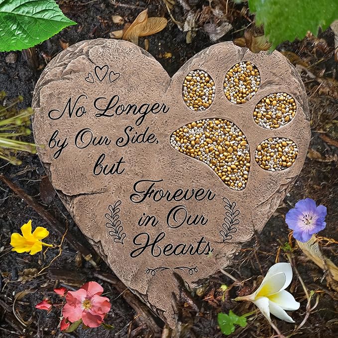 OBSI Dog Memorial Gifts for Loss of Dog Sympathy Gift - Rainbow Bridge Dog Memorial Stone for Remembrance Dog Passing Away Sympathy Gifts - Thoughtful Pet Loss Gifts - Brown
