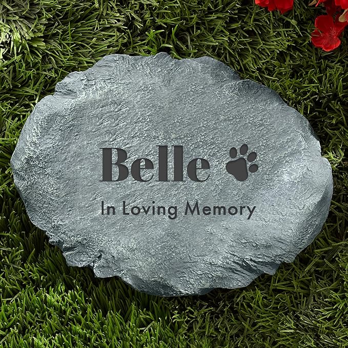 Let's Make Memories Personalized Dog or Cat Memorial Garden Stone - Forever Remembered- Script Font