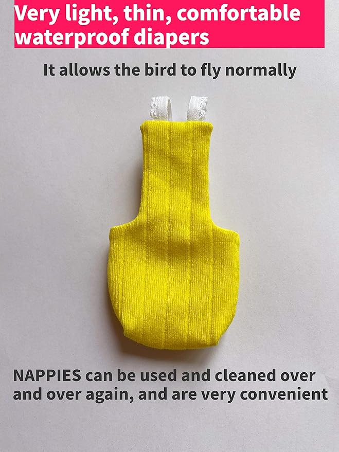 Parrot Bird Diapers, Birds Flight Suit, Parrot Clothes, Pet Animal Costumes, Bird Clothes, Cockatiel Bird Diaper, Pet Bird Diapers, Parrot Flight Suit, Bird Parrot Clothes (Yellow, S)