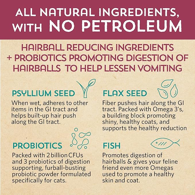 Fidobiotics - Meowbiotics Hairball Buster Powder for Cats with Probiotics 2 Billion CFU Smoked Fish Chowdah Flavor - 30 Serving(s) - Pack of 2