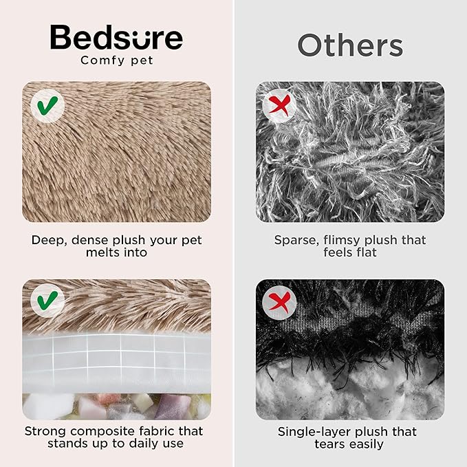 Bedsure Calming Dog Bed Medium Size Dog - 30in Donut Round Washable Medium Pet Bed,Anti-Slip＆Removable Cover,420GSM Anti-Anxiety Fluffy Plush Faux Fur,Fits up to 45 lbs Pets,Plus Version