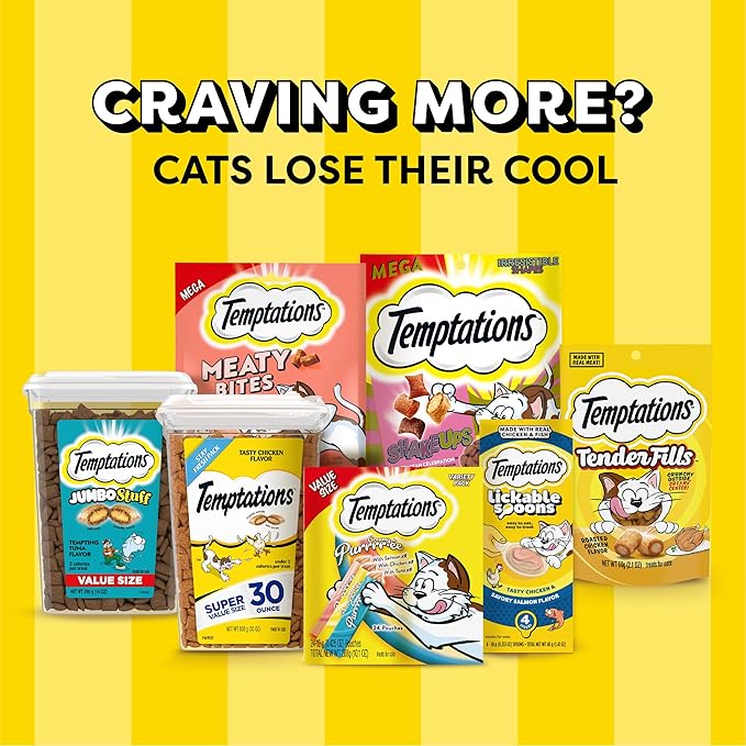 Temptations Creamy Puree Squeezable Lickable Cat Treats, Wet Cat Treats with Cheese, 0.42 oz. Tubes, 16 Count