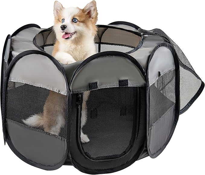 LAFYETTE. - USA Based, Dog Cat Playpen, Puppy Kitten Pet Playpen Indoor Outdoor, Portable Pop Up Dog Kennel Tent Crate Cage for Dog Cat Rabbits, Foldable Pet Enclosure, Removable Top Cover, 29" x 16"