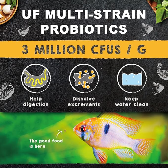 Ultra Fresh Tropical Fish Food, Wild Sword Prawn, Natural Color Enhancement, Slow Sinking Pellet for Discus, Angelfish, Medium Sized Cichlids and Fish, Tropical Excellent Bits 4.6 oz
