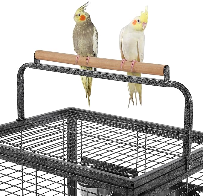 Topeakmart Travel Bird Cage Carrier for Small to Medium Sized Birds Lovebirds Parrotlet Conue Cockatiels with Handle Perch & Stainless Steel Bowls, Black