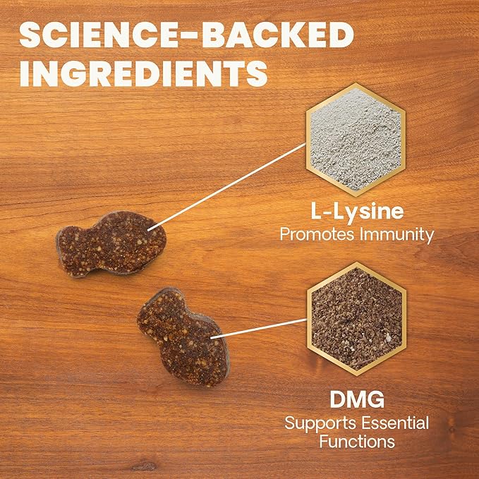 VetriScience Lysine Immunity Health Chews, 250 mg Lysine Plus Immune Supplement for Cats and Kittens with Allergies, Sneezing, Runny Nose and Watery Eyes, Chicken, 120 Count (Pack of 2)